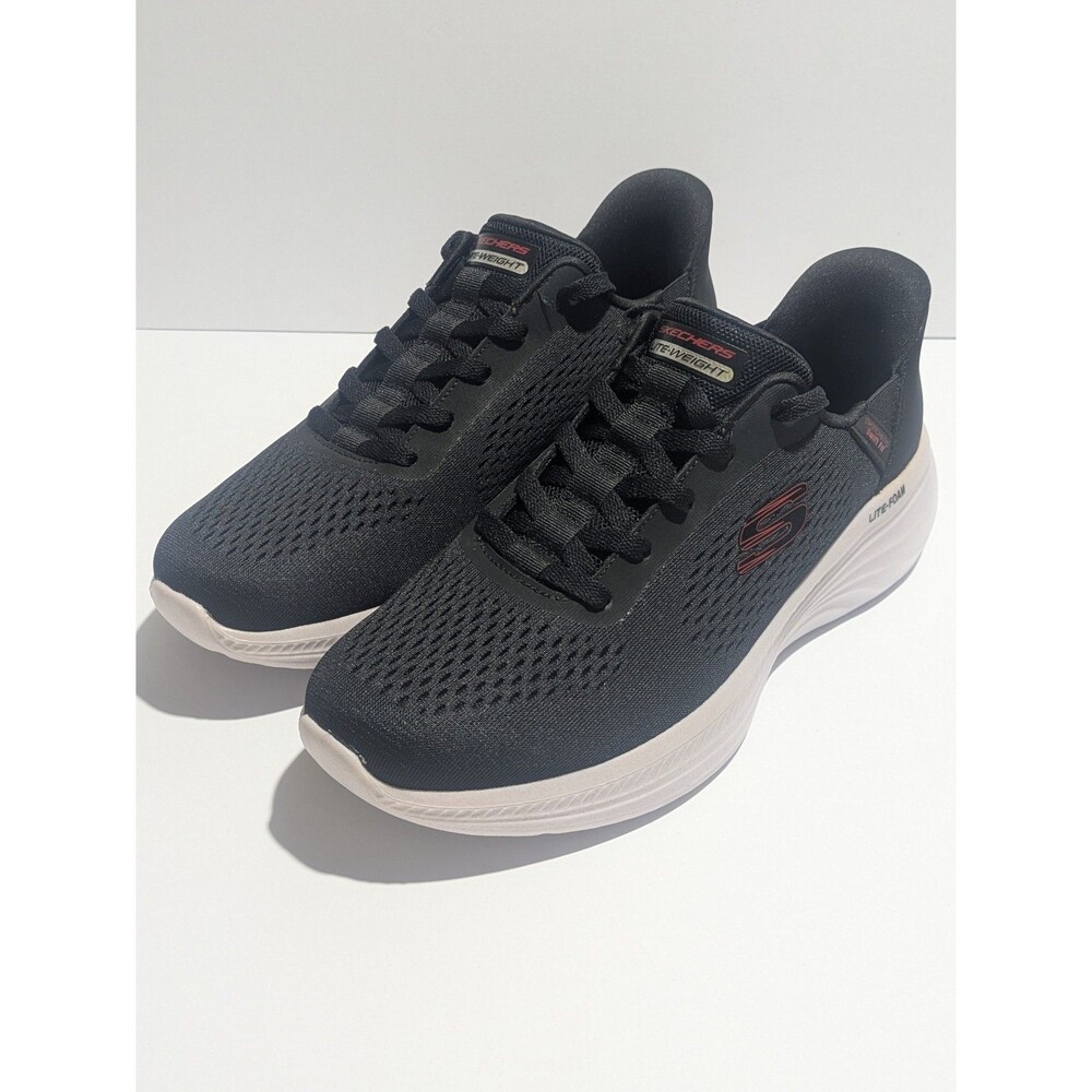 Skechers Lite-Weight Lite-Foam Black Red Walking Shoes Men's 11